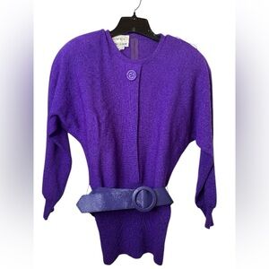 Vintage Raul Blanco Purple Women's Cardigan with Belt